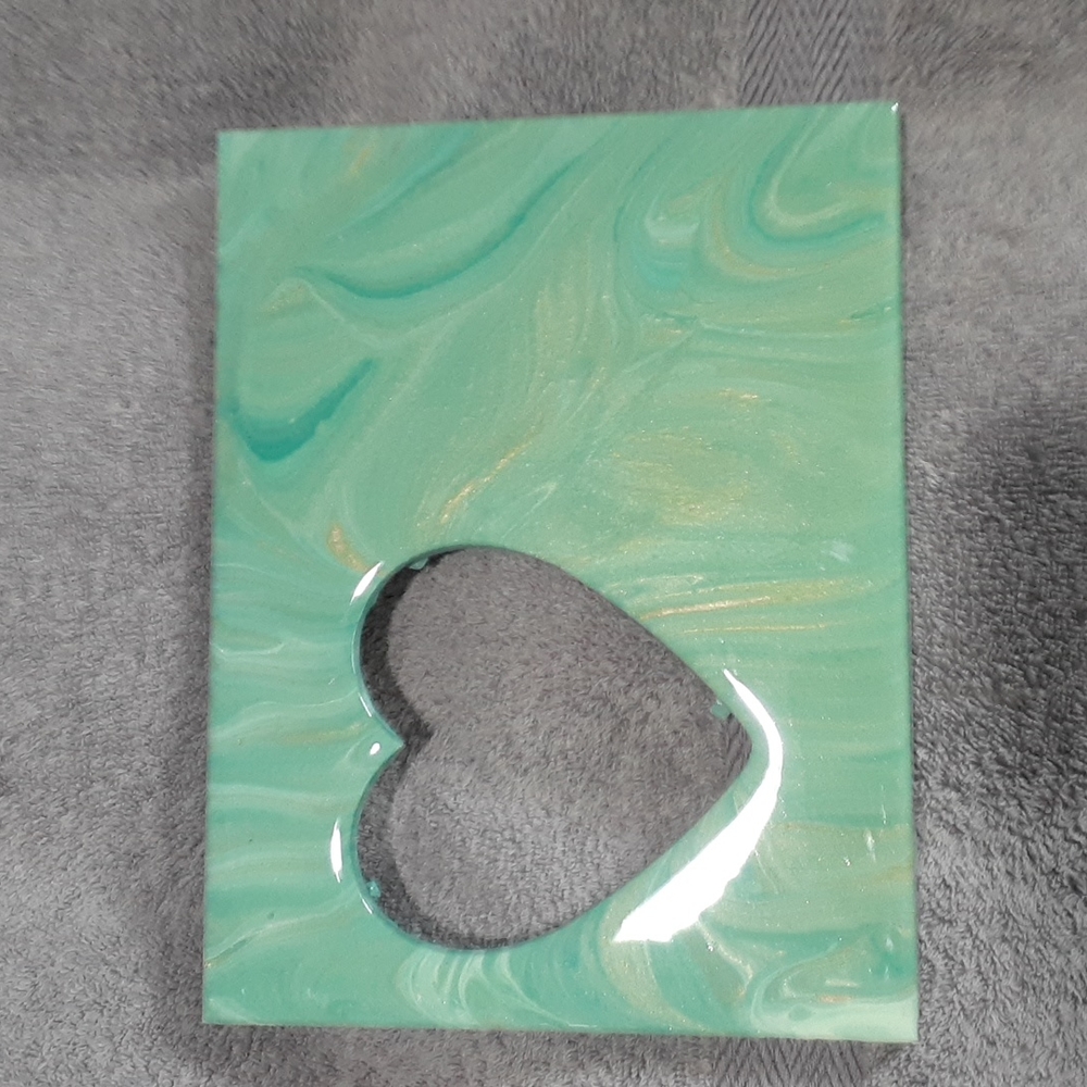 Hand Crafted Heart Picture Frame Wooden Resin Hand Painted Essential Home Decor